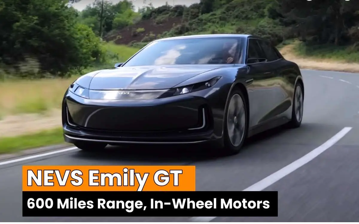 NEVS EMEMLY GT has a astonishing 600 miles range and revolutionary in-wheel motors.